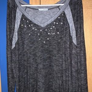 Gray sequenced long sleeve shirt